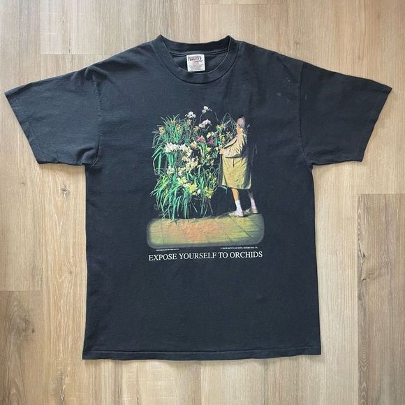 Vintage 90s Expose Yourself to Orchids Short Sleeve Shirt Bob McCoy Men’s L USA - Picture 1 of 7